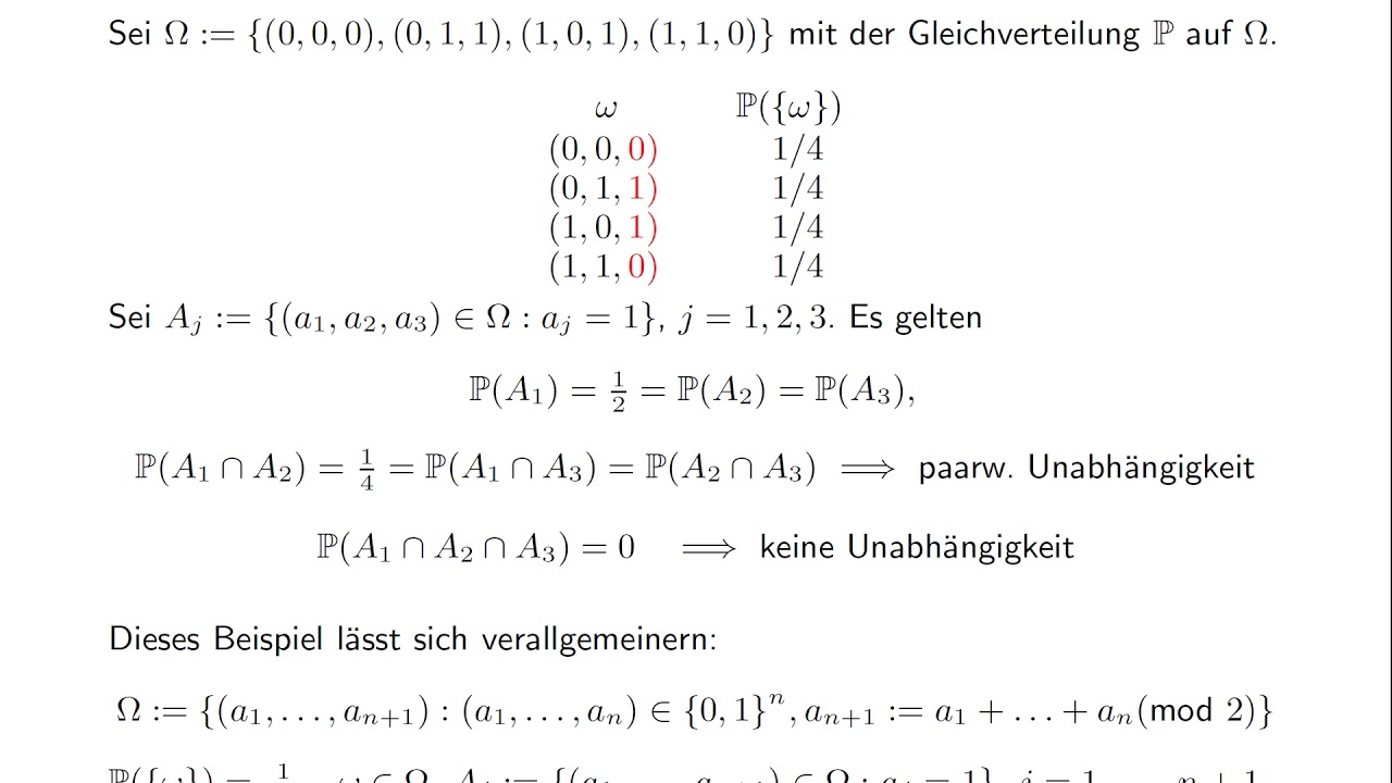 Stochastische Unabhängigkeit III