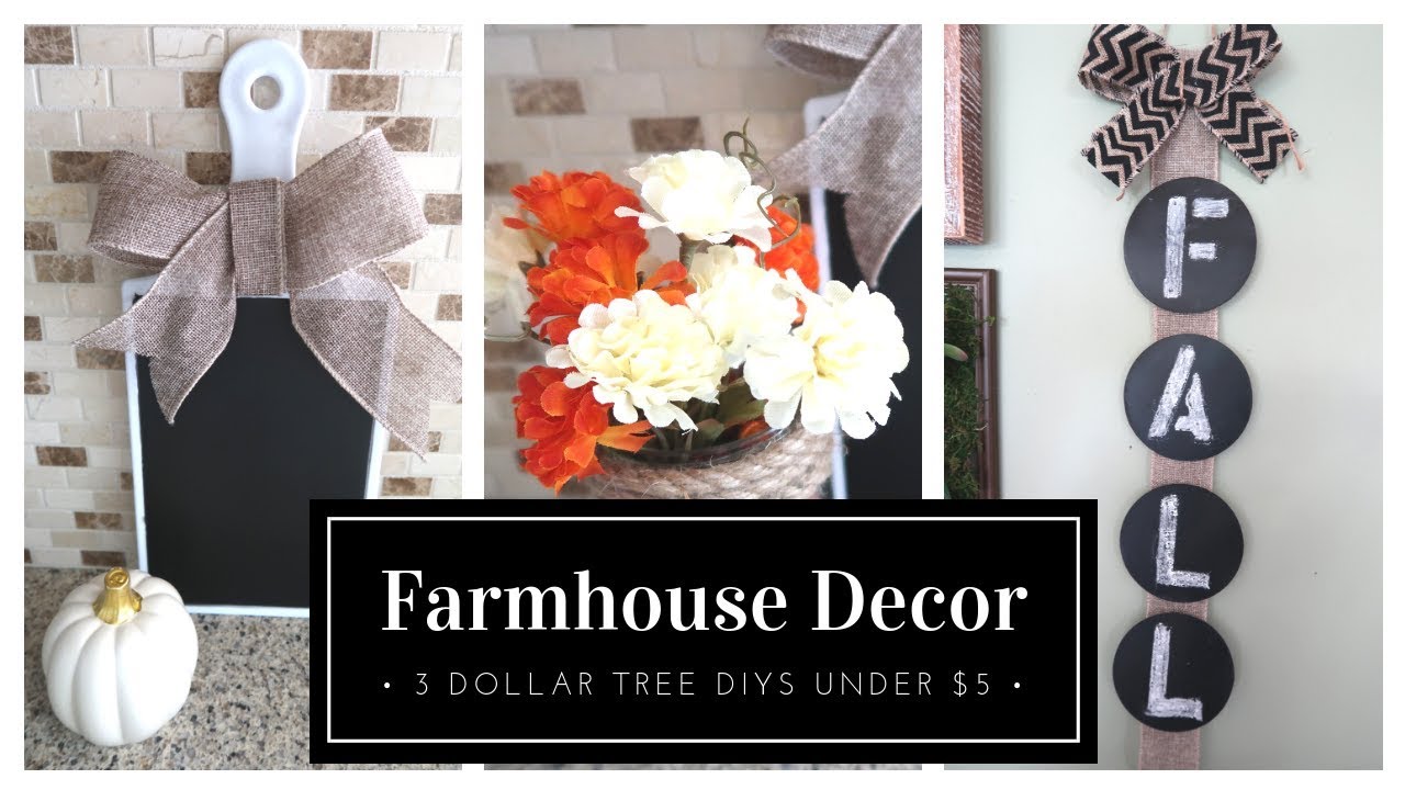 DIY FARMHOUSE DECOR | 3 SIMPLE DOLLAR TREE DIYS | FALL DECOR | BUDGET FRIENDLY | UNDER $5 DIY DECOR