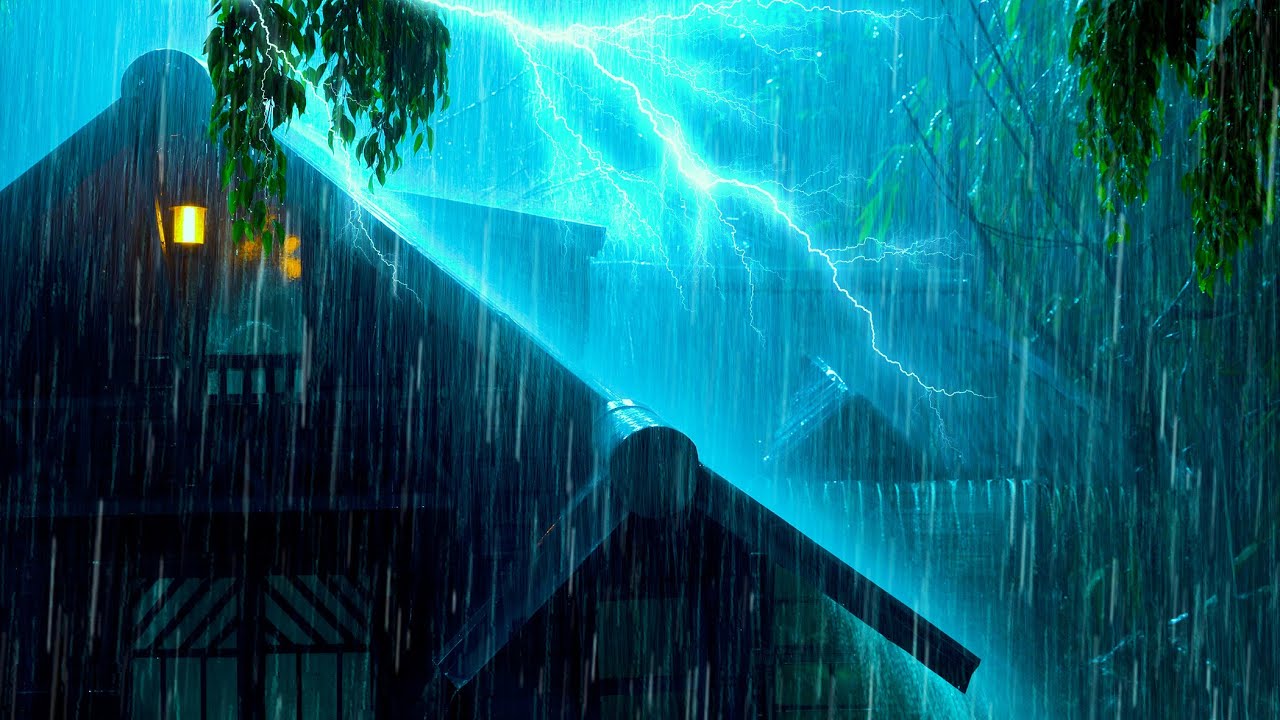 Sleeping Soundly with Torrential Rain & Thunder Roaring Above the Corrugated Tin Roof in Night Mist