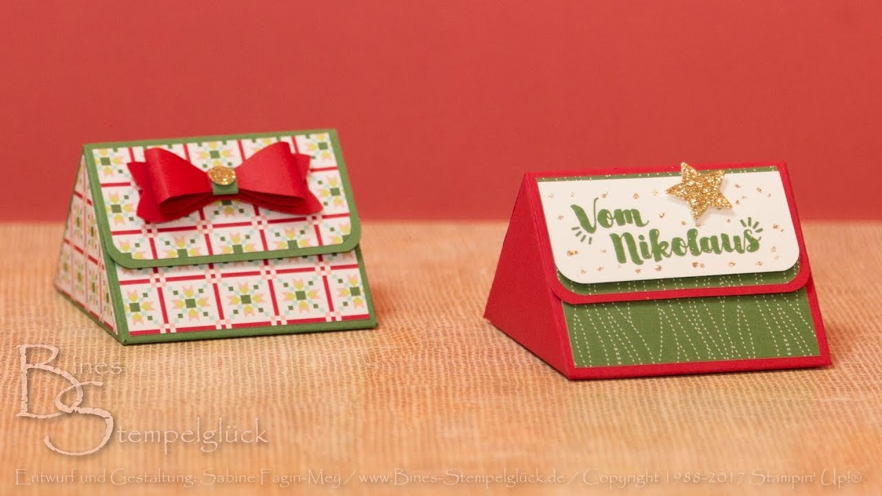Coole Dreiecksbox - weihnachtlich dekoriert mit Stampin' Up!