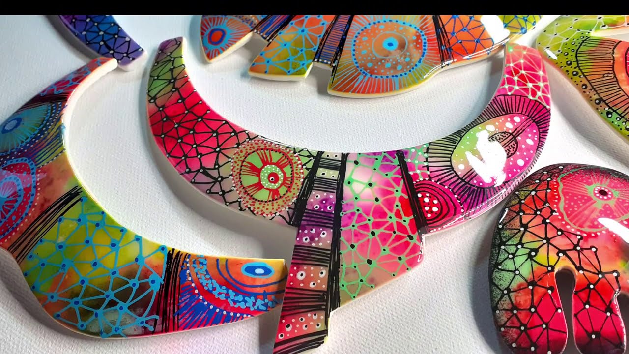 Colore ta polymère ! Encres à alcool et Posca sur Polymer clay.