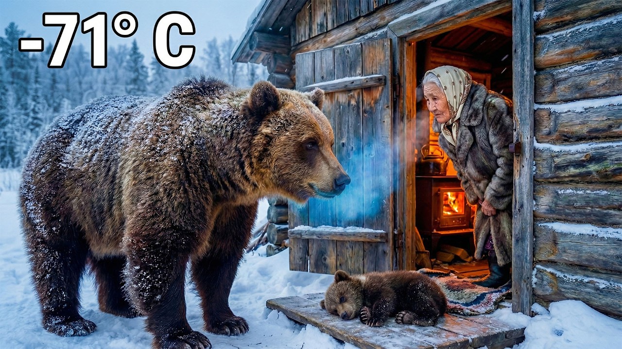 A bear leaves her dying cub with an 80-year-old woman (-71°C) 🐻