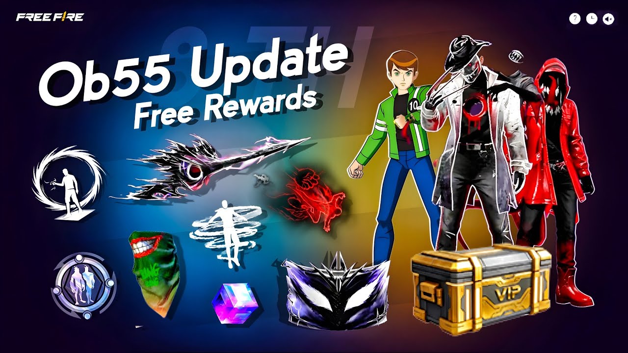 Ob55 Update Free Rewards 🤯🥳| ben 10 bundle | evo awm | free fire new event | ff new event | new even