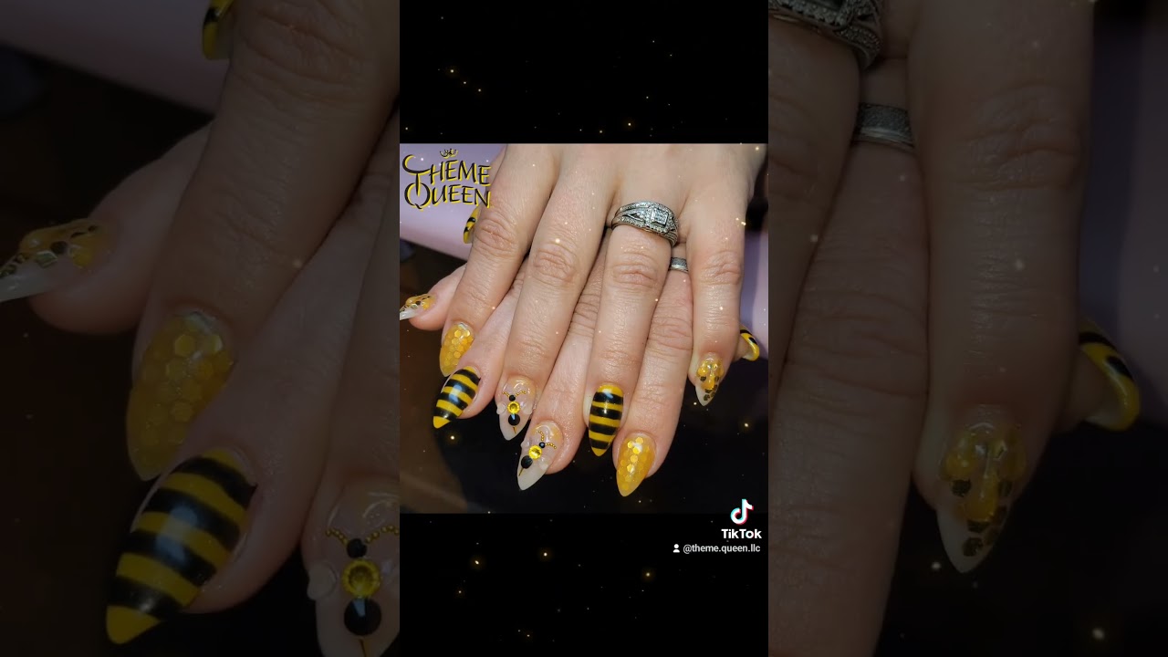 Meet Beatrice and Bernard, Nikki's baby bees 🐝💛 #bees #beenails #mybees #honeynails #honeycombnails
