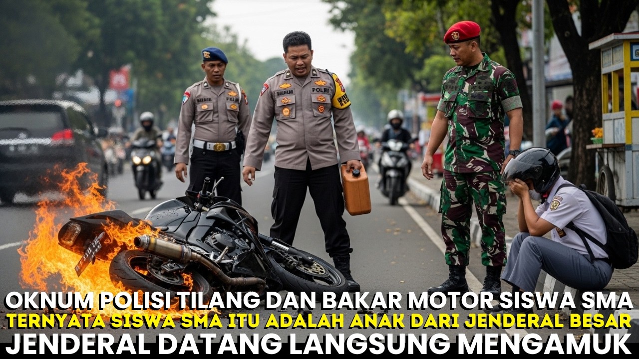 VIRAL‼️OKNUM POLISI TILANG DAN BAKAR MOTOR SISWA SMA YANG TERNYATA ANAK DARI SEORANG JENDRAL‼️