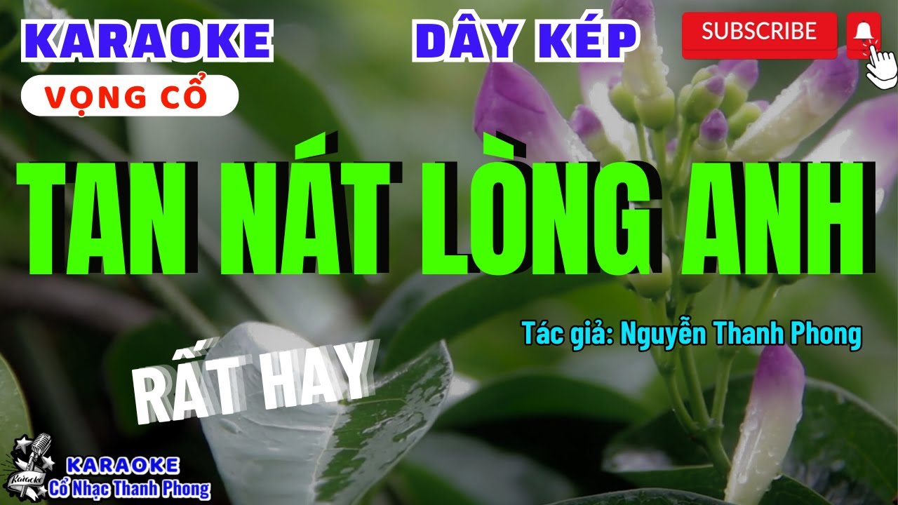 Karaoke Vọng cổ TAN NÁT LÒNG ANH | DÂY KÉP | MỚI
