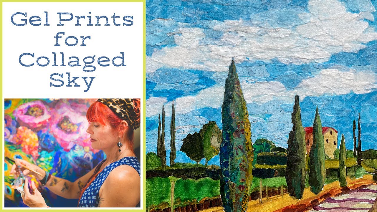 Gel Prints for Landscape Collage Skies