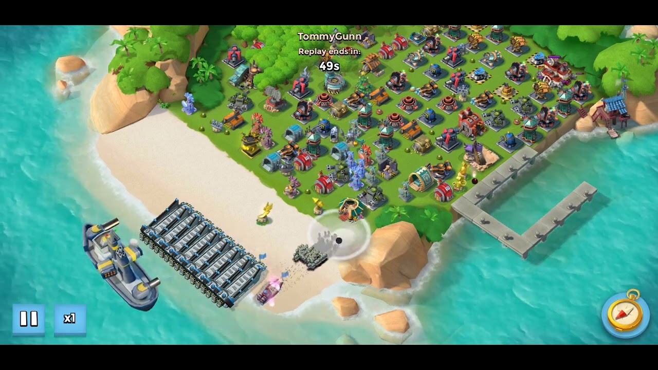 BOOM BEACH RIFLEMAN ATTACK ON CORNER BASE. (8 ice) **TOMMYGUN** UNBOOSTED