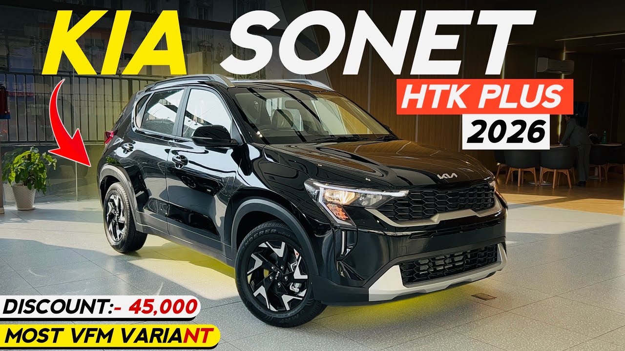 Kia Sonet Htk Plus Black 2026 New Updated Model GST Price On Road Features Mileage All Details 