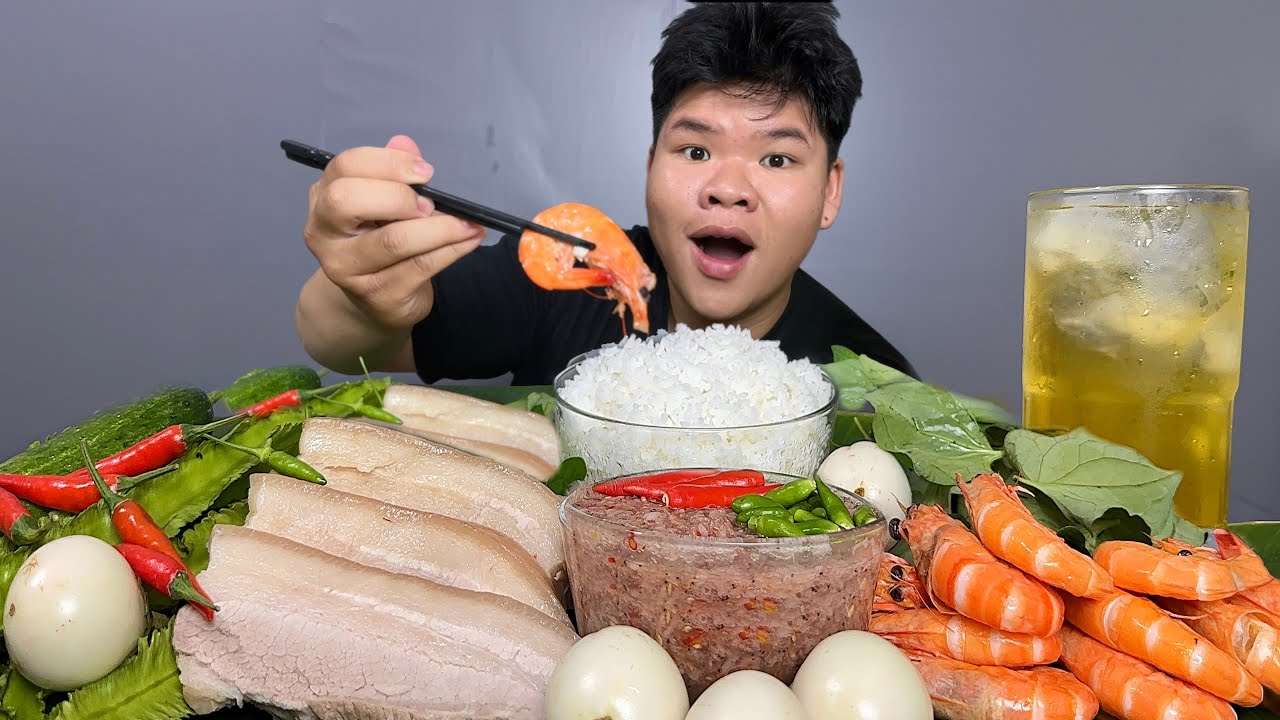 Mắm Ruốc Muối Xổi Chấm Ba Rọi Luộc | Tôm Lột Ngon Nhứt Nách | Dương Doubar