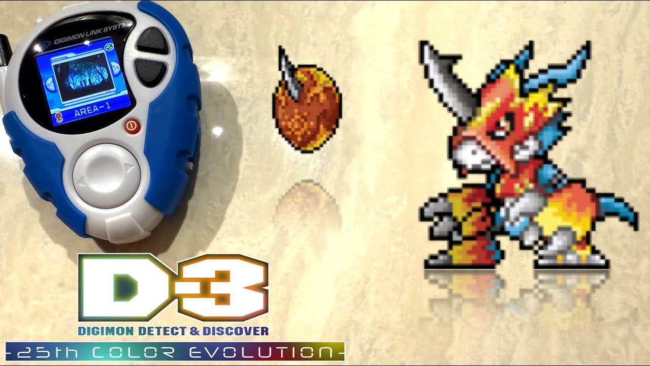 Let’s Play DIGIVICE D-3 25th COLOR – Area-1: Adventure 02 Ep 01 (Armor Evolution: Flamedramon)