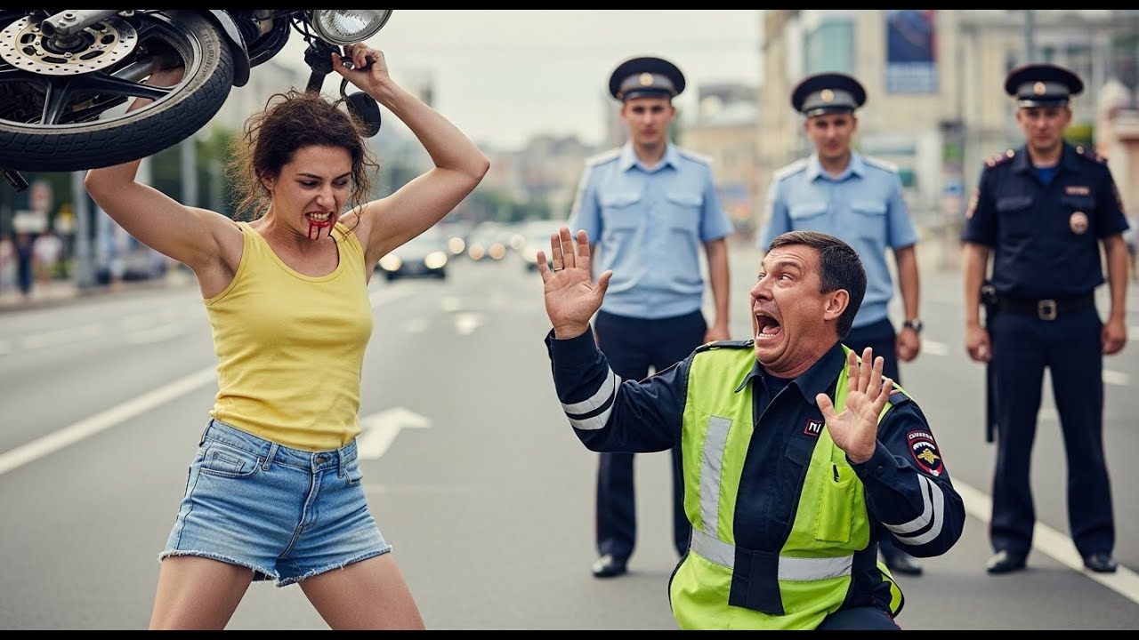 Вирусно! Женщина бросила мотоцикл в дерзкого полицейского, подавление закончилось наказанием!
