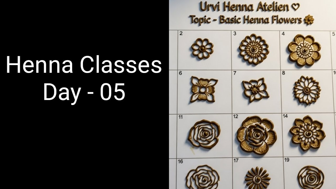 Henna Classes Day - 05 by @Urvashi-c9z| Different type henna flower designs. #hennaforbiggners 