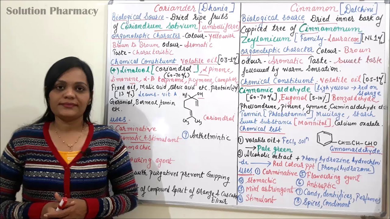 Volatile Oil Containing Drug (Part 02) = Coriander & Cinnamon (Source, Description, Chemicals & Use)