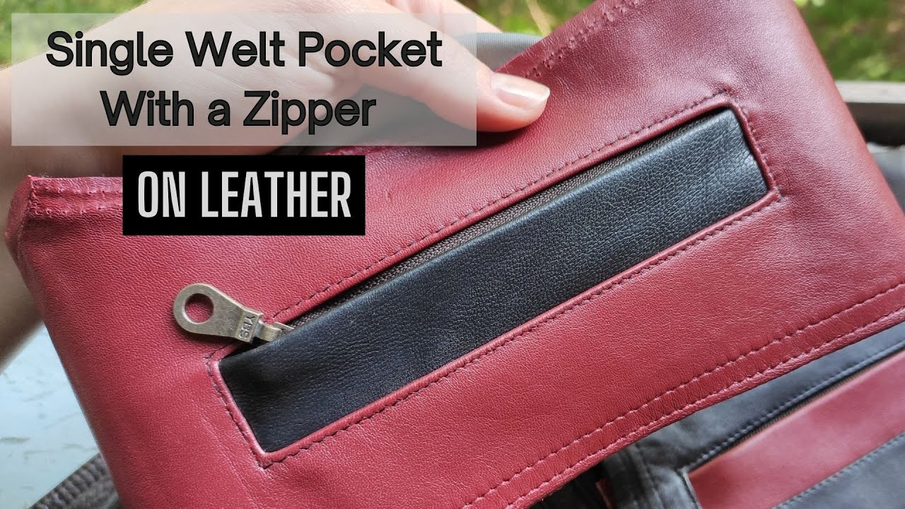 Single Welt Pocket With A Zipper On Leather | Step By Step Tutorial | How To Sew
