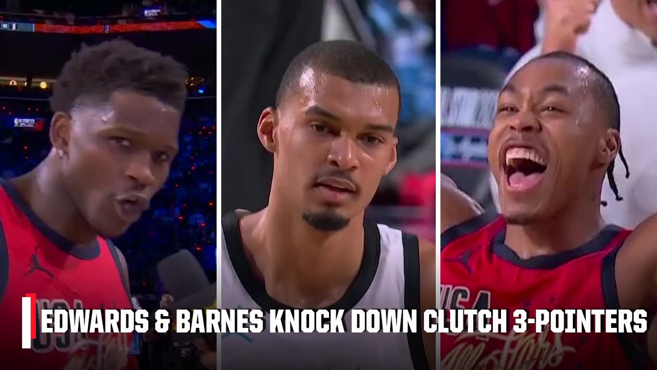 Anthony Edwards sends game into OT & Scottie Barnes hits GAME WINNER vs. Team World 😤 | NBA on ESPN