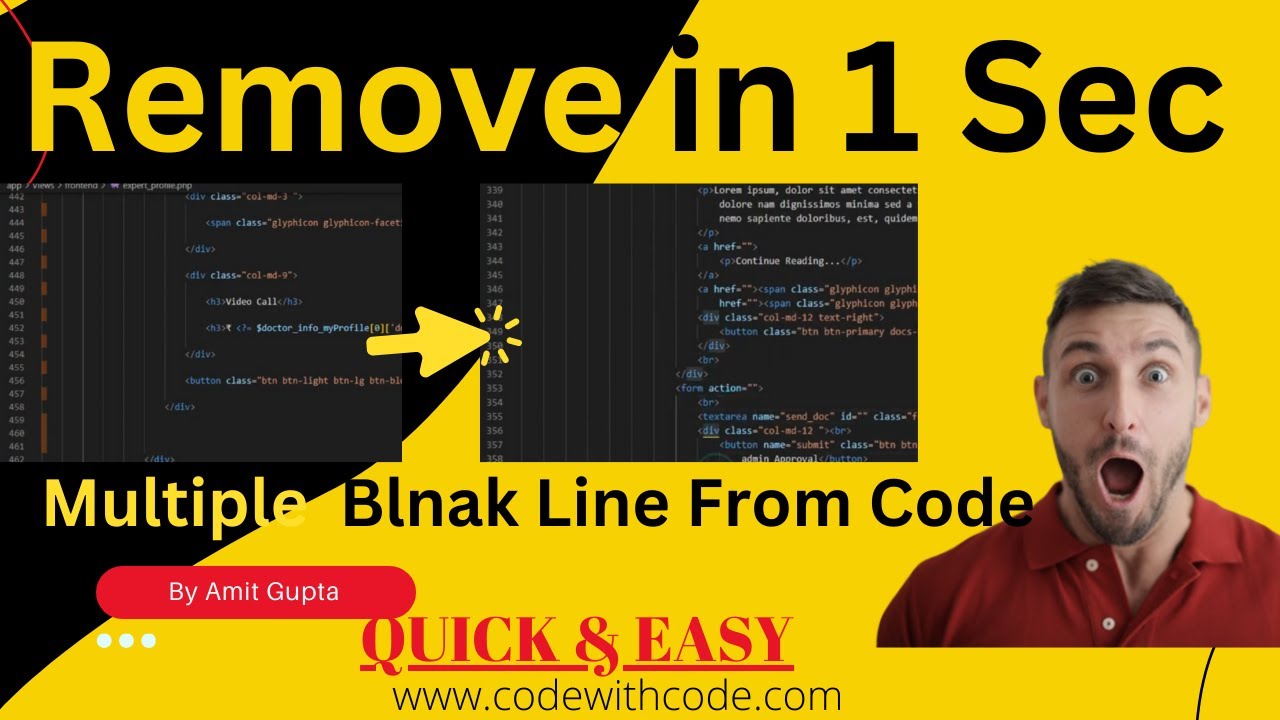 Remove Empty/Blank Lines & Extra Spaces from Code Easily ✅ | Simple Trick | Code With Code