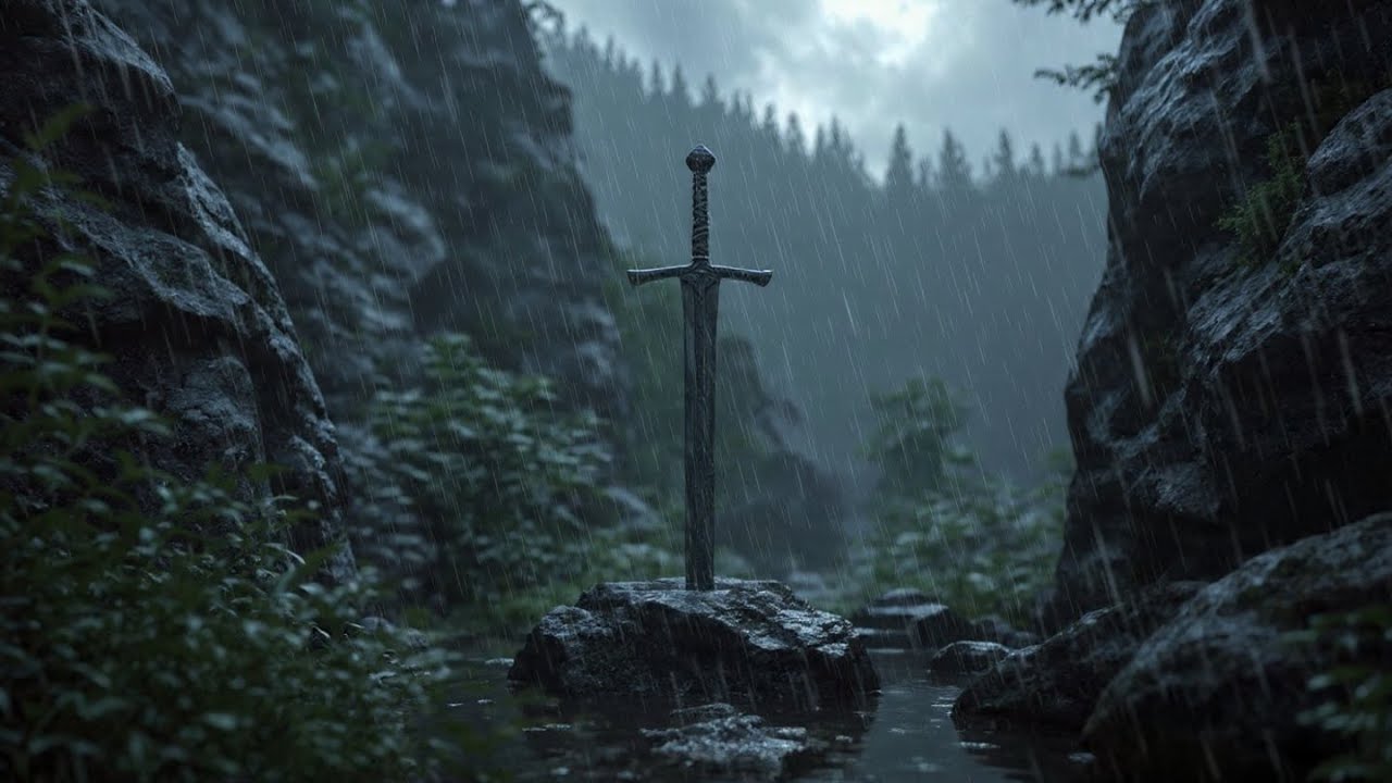 Medieval Sword in Dark Forest Rain Ambience | Epic Fantasy Music for Sleep, Focus & Relax