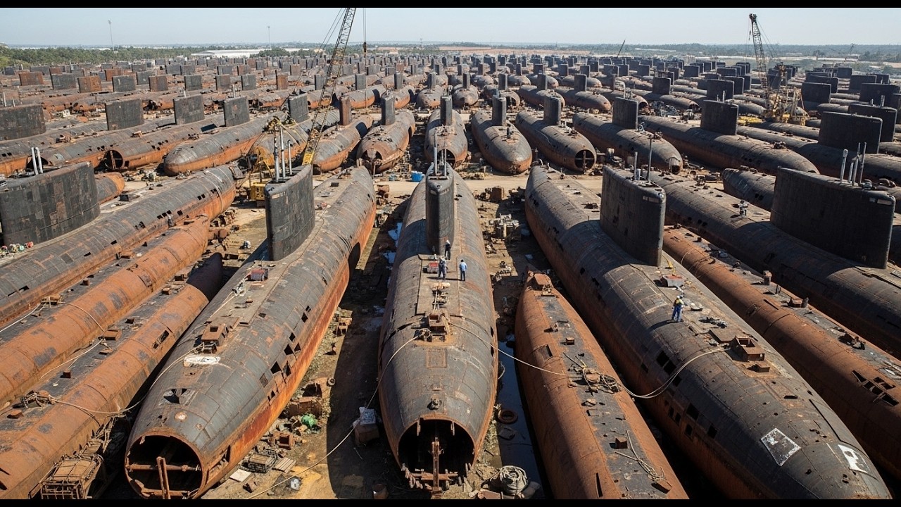 How the old American Submarine USS Nautilus Is Completely Dismantled in a Massive Recycling Yard