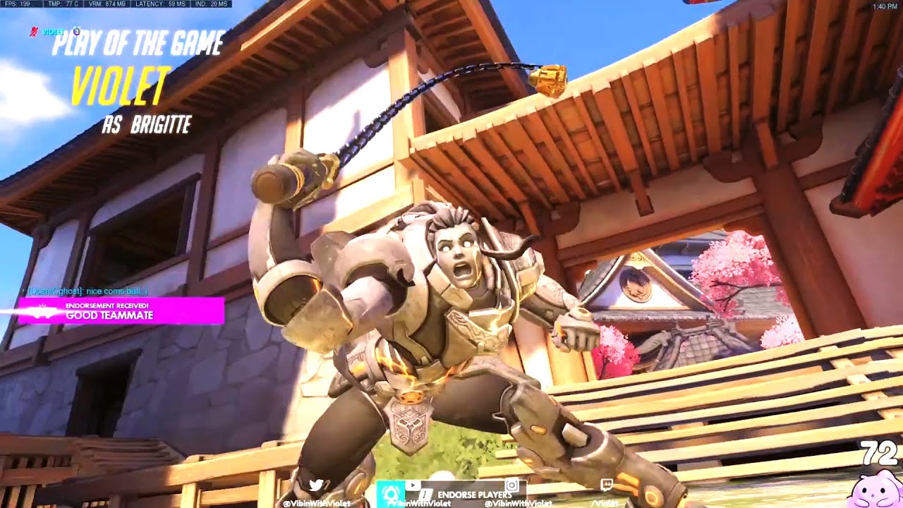 Violet #1 Brigitte in ranked! POTG! [ Overwatch Season 31 Top 500 ]