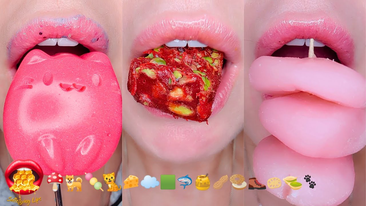 ASMR Satisfying Eating Emoji Food Challenge Jelly Cake Fondant Mukbang 먹방