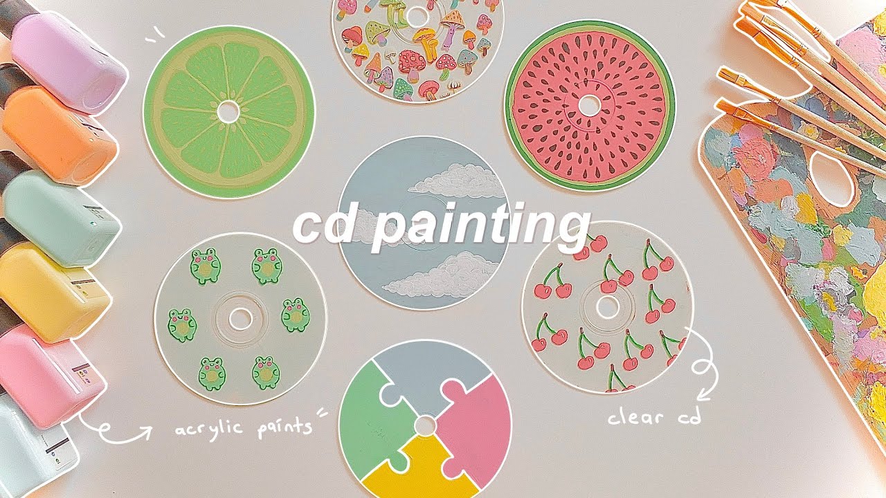 cd painting tutorial (w/ acrylic) 🌸 | aesthetic, simple & pretty |