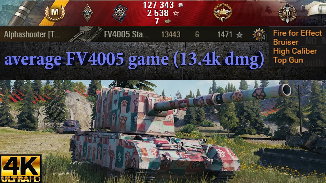 FV4005 Stage II video in Ultra HD 4K 🔝 average game (13.4k dmg) 🔝 World of Tanks ✔️