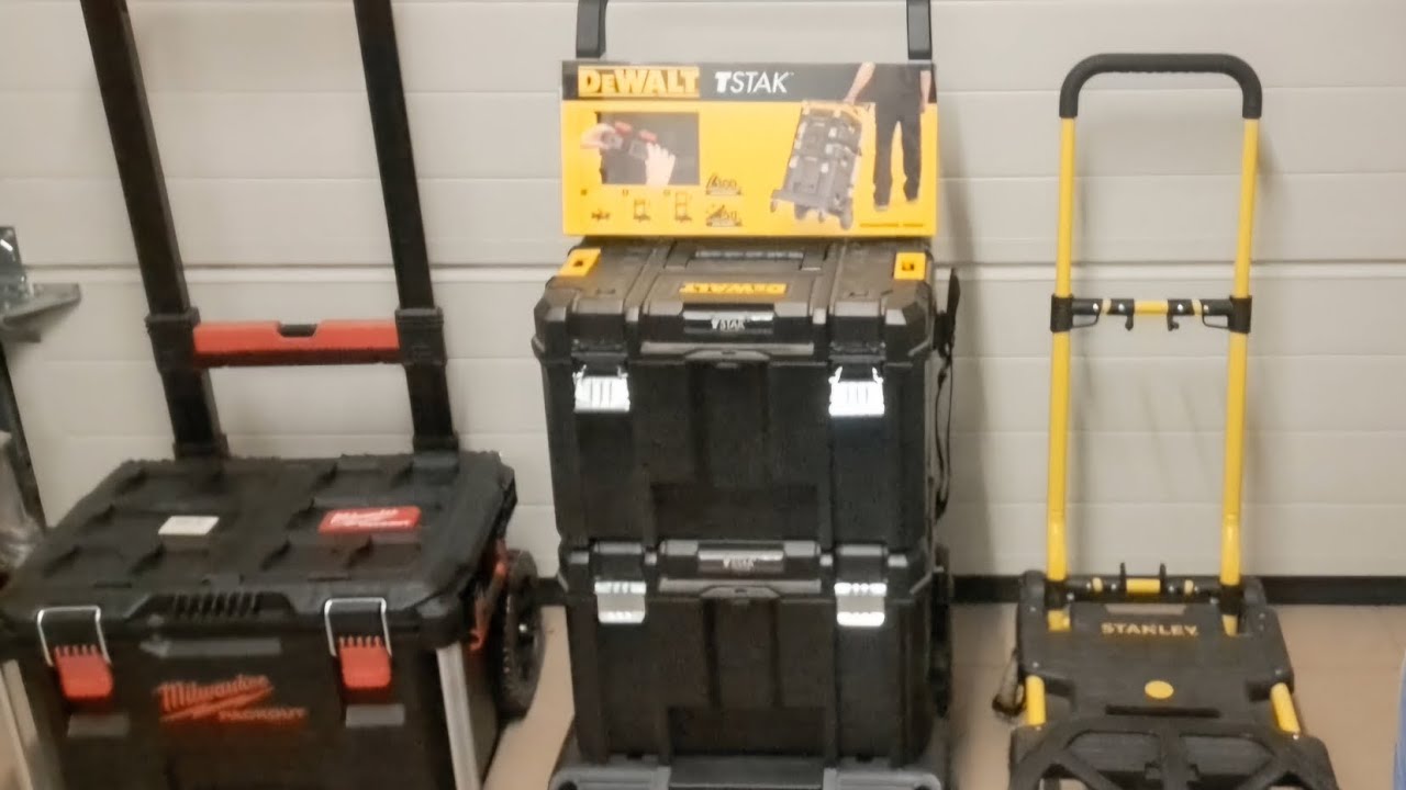 Wózki narzędziowe do garażu. Stanley Dewalt, Milwaukee 