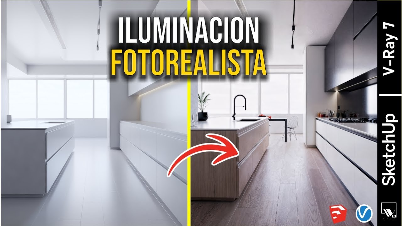Cómo lograr ILUMINACIÓN FOTOREALISTA en una cocina | SketchUp + V-Ray.