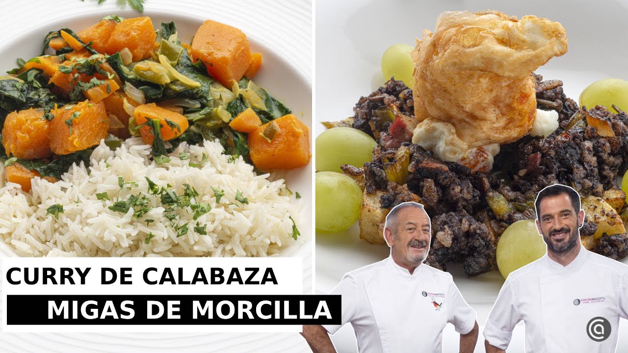 CURRY de CALABAZA y ESPINACAS - MIGAS de MORCILLA // Joseba y Karlos Arguiñano