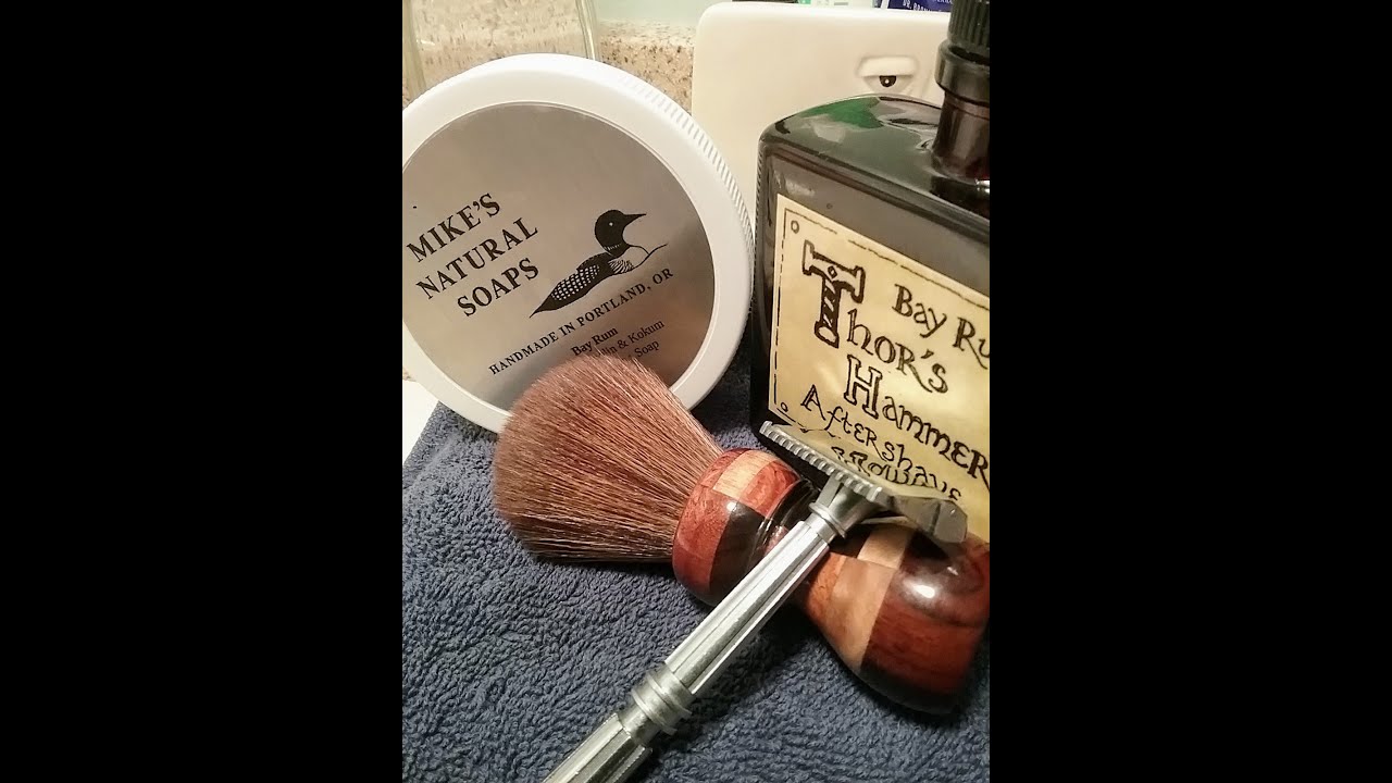 Shave Video #  475 Gem Micromatic and Bay Rum shave with Mike's Natural Shave Soap & Thor's Hammer