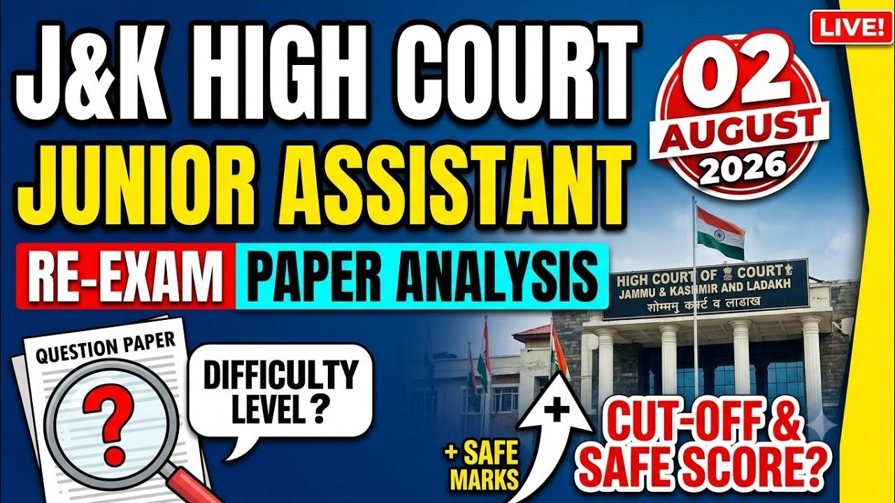J&K High Court Junior Assistant Re-Exam Analysis held on 02 Aug 2026
