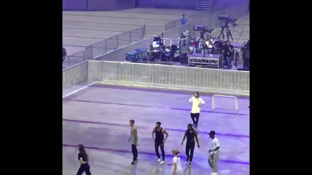 Justin Bieber playing football with team inside GelreDome before Arnhem Purpose Tour October 9 2016