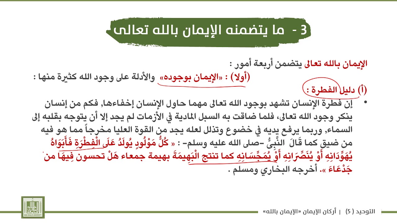 توحيد - 5 | 4-2 |  الركن الأول من أركان الإيمان «الإيمان بالله تعالى»