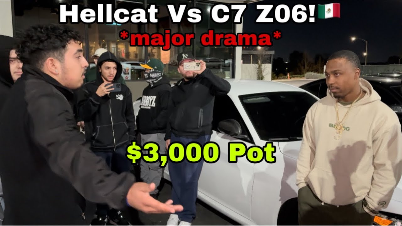 MAJOR DRAMA! Hellcat Vs C7 Z06! $3,000 Pot #Hellcat #Corvette #Z06