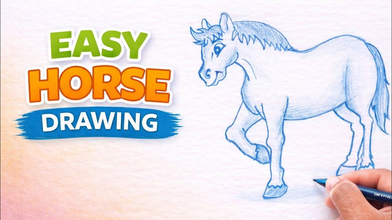 Easy Horse Drawing | Step by Step Horse Sketch Tutorial