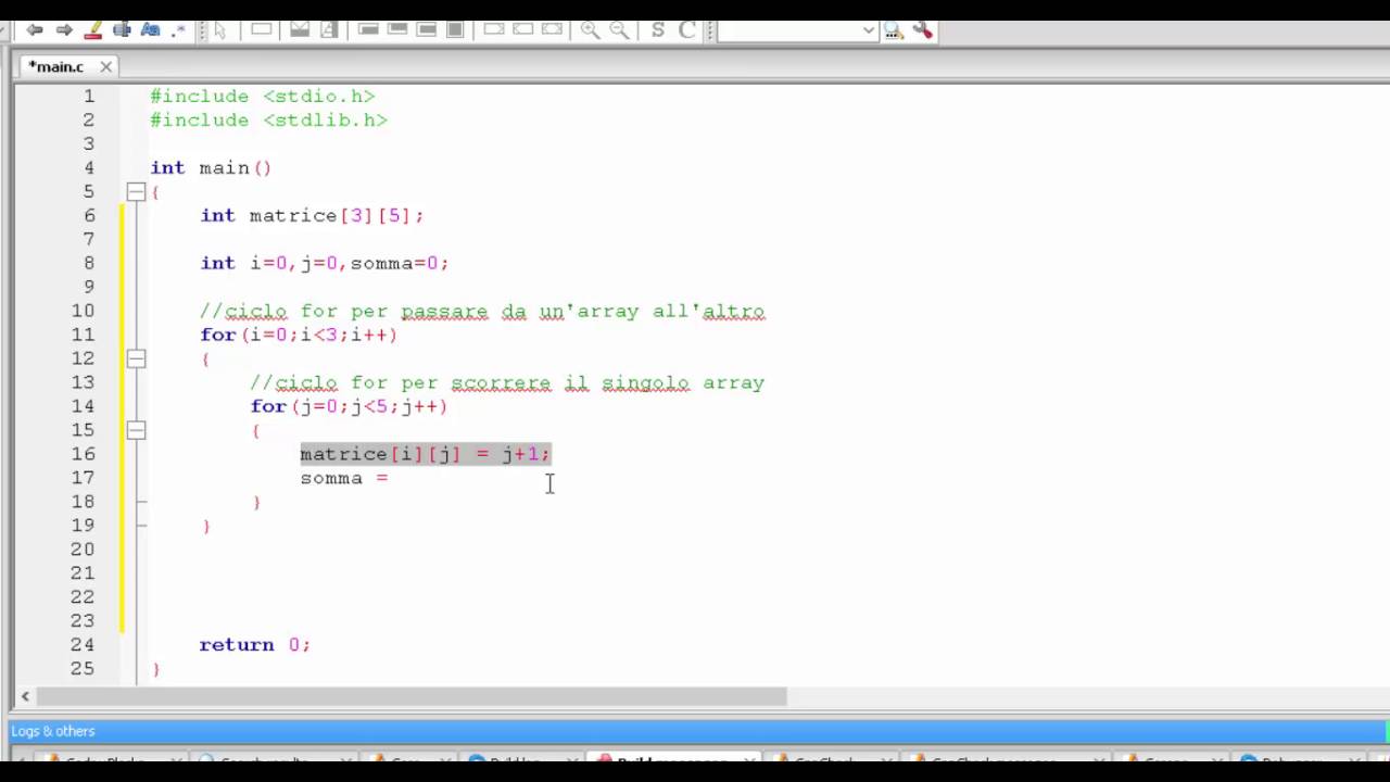 Linguaggio C  -  Matrici