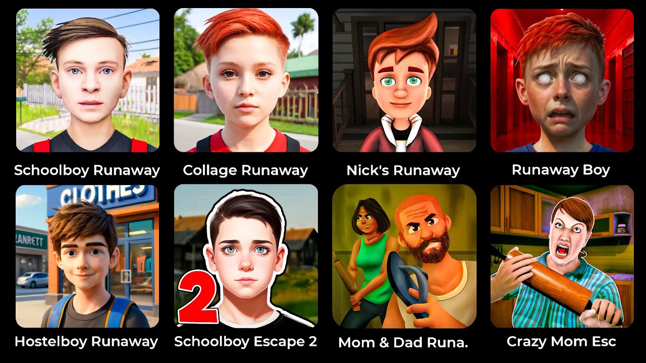 Schoolboy Runaway Santa, Nick's Runaway, Schoolboy Escape 2 & 3, Boy Stealth Escape Full Gameplay