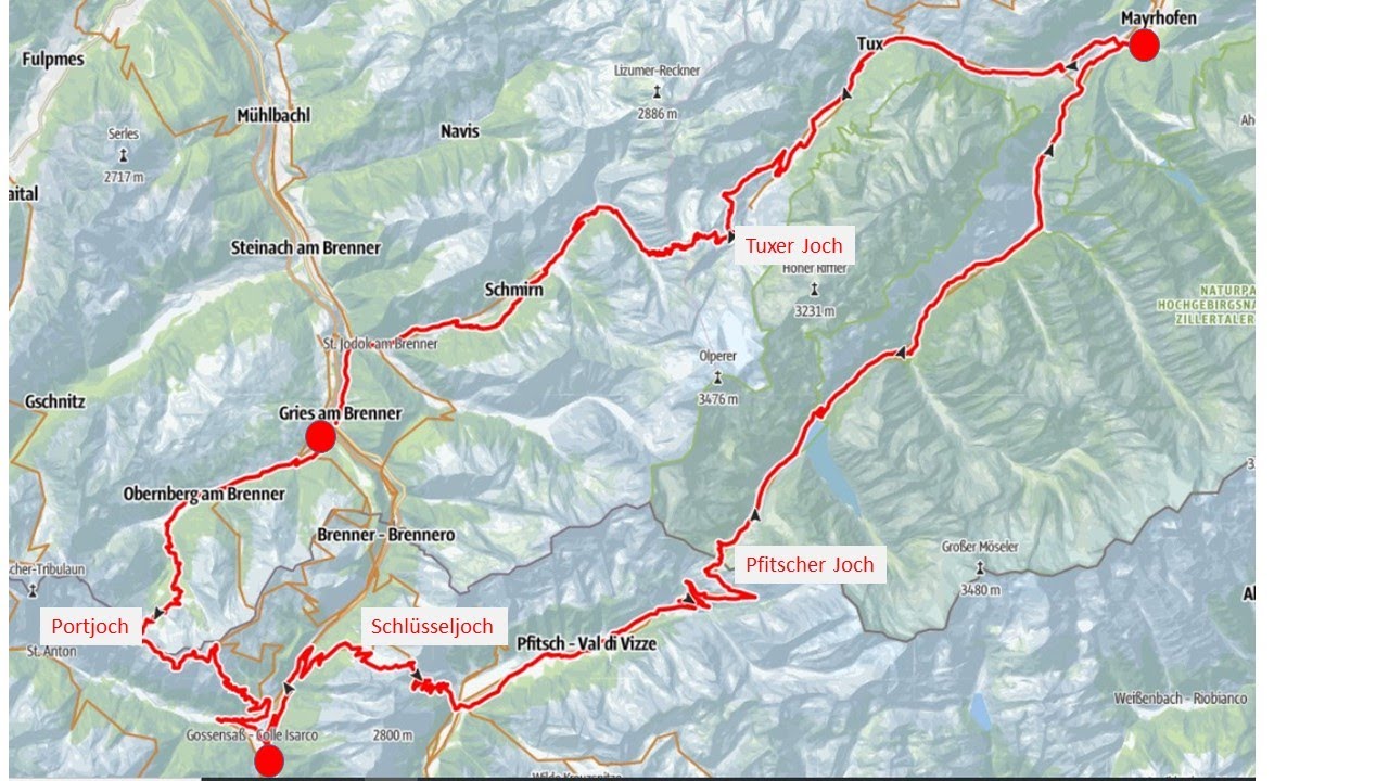 MTB -Portjoch-Schl&uuml;sseljoch-Pfitscherjoch-Tuxer Joch