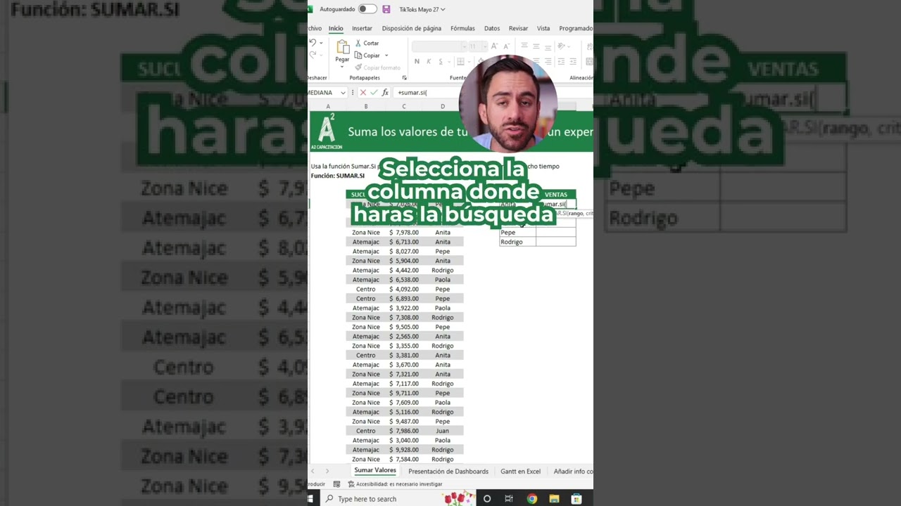 Usar SUMAR.SI en #Excel es muy f&aacute;cil 🤓