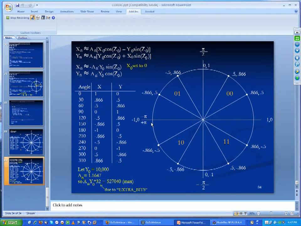 CORDIC design in Verilog to produce sine and cosine functions