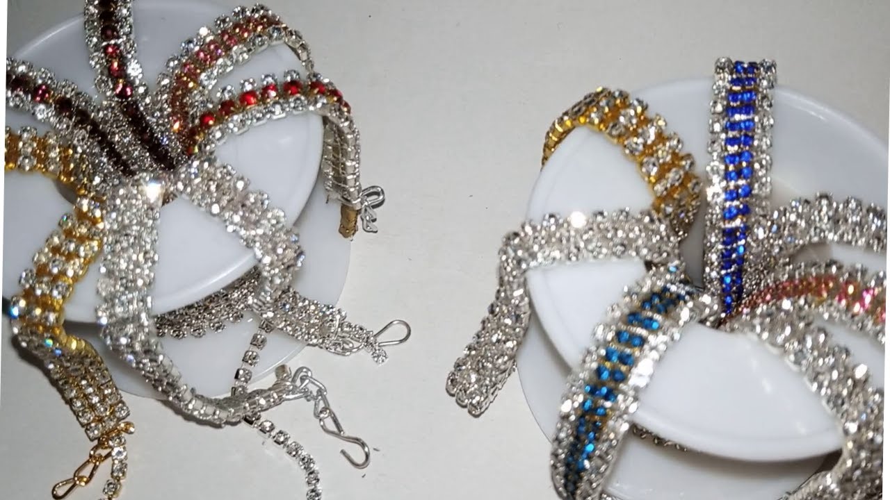 how to make easy 3 row  Rhinestone bracelet