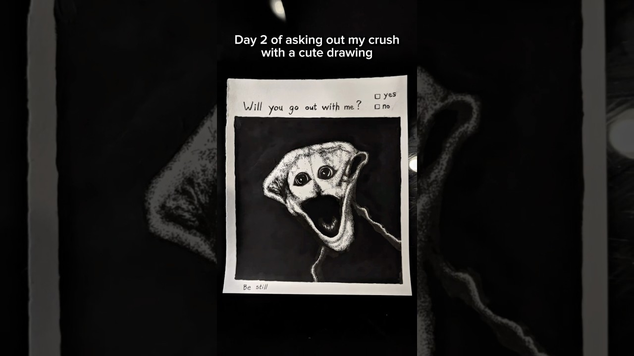 day 2 of making a cute drawing for my crush #art #horror #drawing #shorts