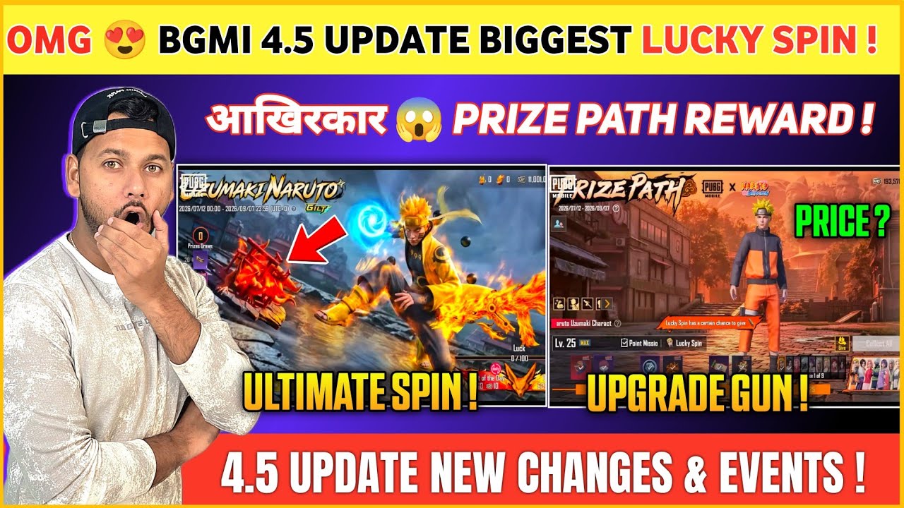 4.5 UPDATE 😍 Biggest Lucky Spin | Naruto Prize Path | Next Ultimate Outfit Bgmi | Next Lucky Spin