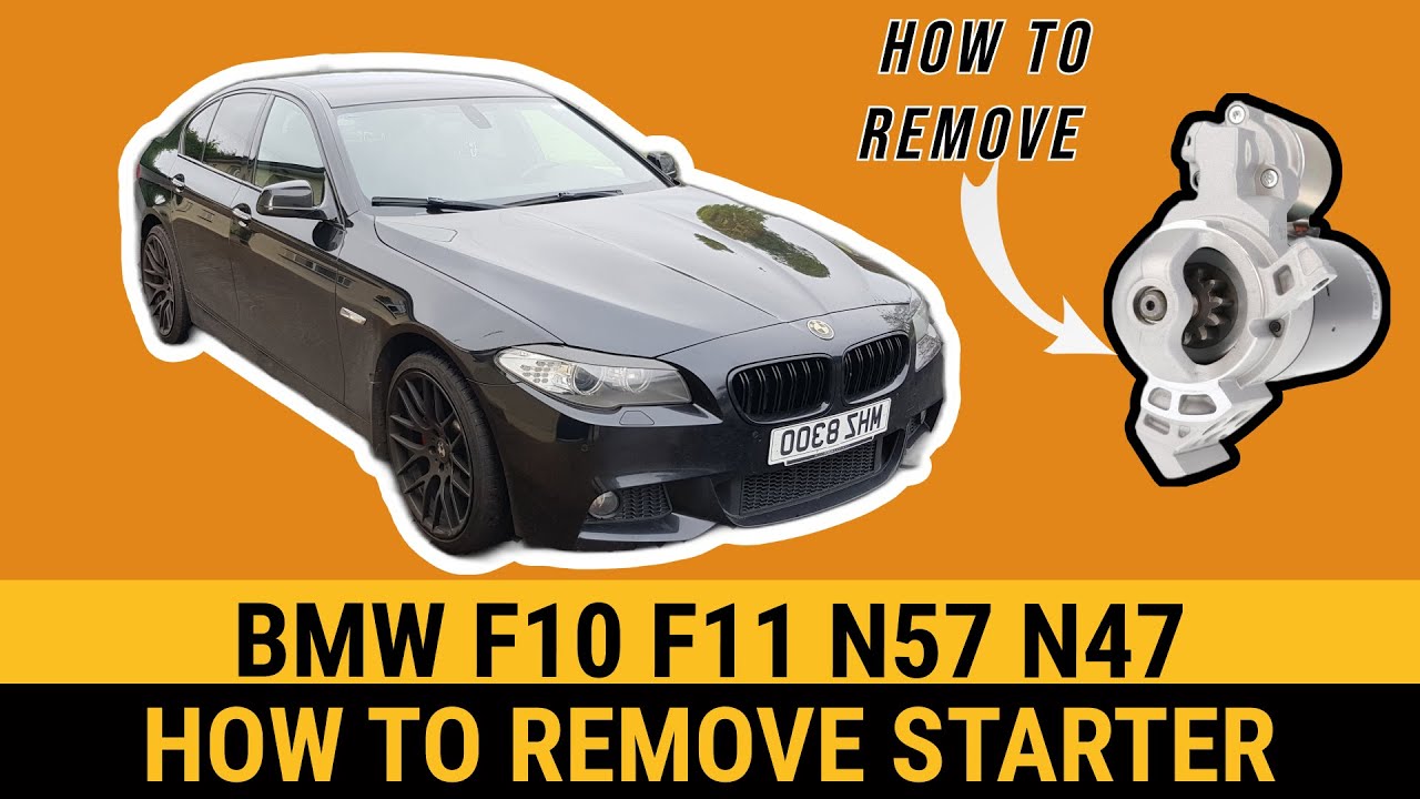 How to remove starter motor on BMW F10 F11 N57 N47 520d 525d 530d 535d 330d 335d 325d 320d F02 X5 X3