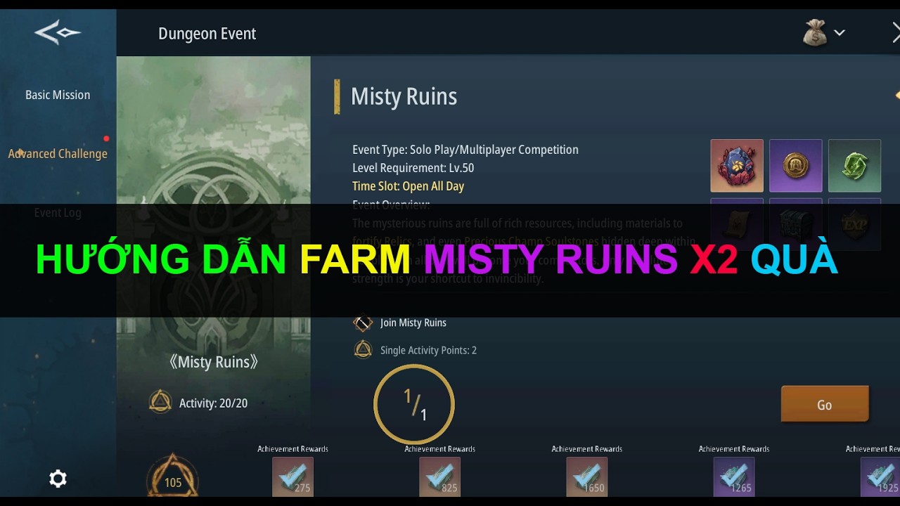 Throne of Desire | Hướng dẫn farm Misty Ruins Arena 2 - EXP Grounds