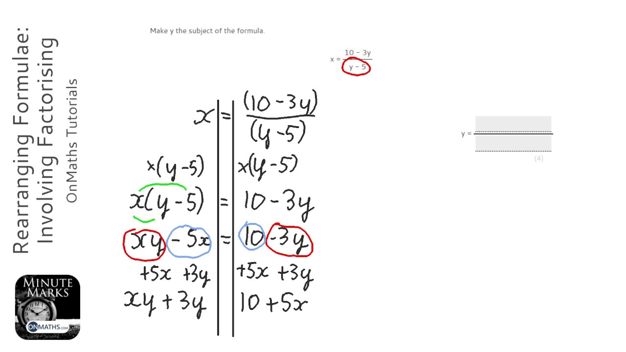 Rearranging Formulae: Involving Factorising (Grade 7) - OnMaths GCSE Maths Revision