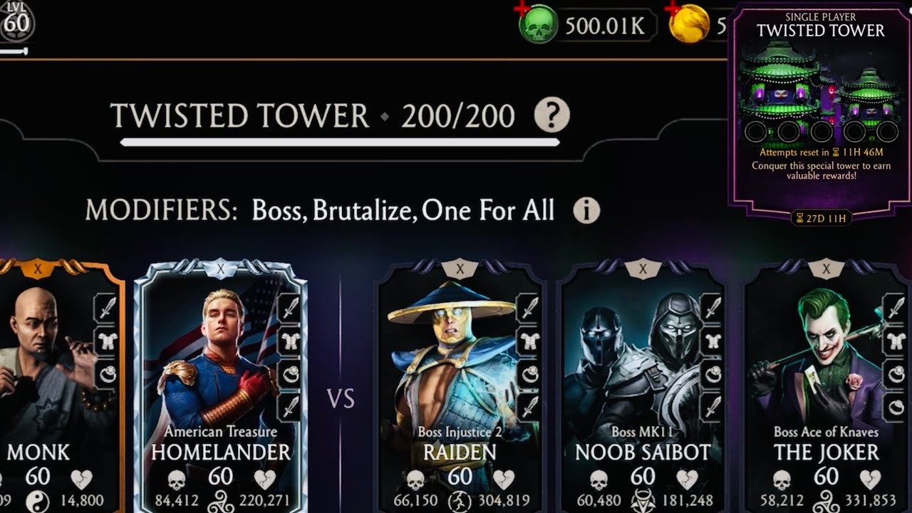 Twisted Tower Boss Battle 200 & 170, 190 Fight + Rewards | Homelander Gameplay MK Mobile