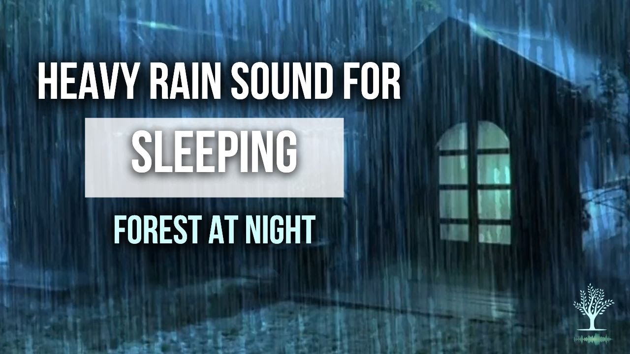 Heavy Rain Sound For Sleeping Rain Sound In Gazebo In Forest at Night, Meditation, Relaxing