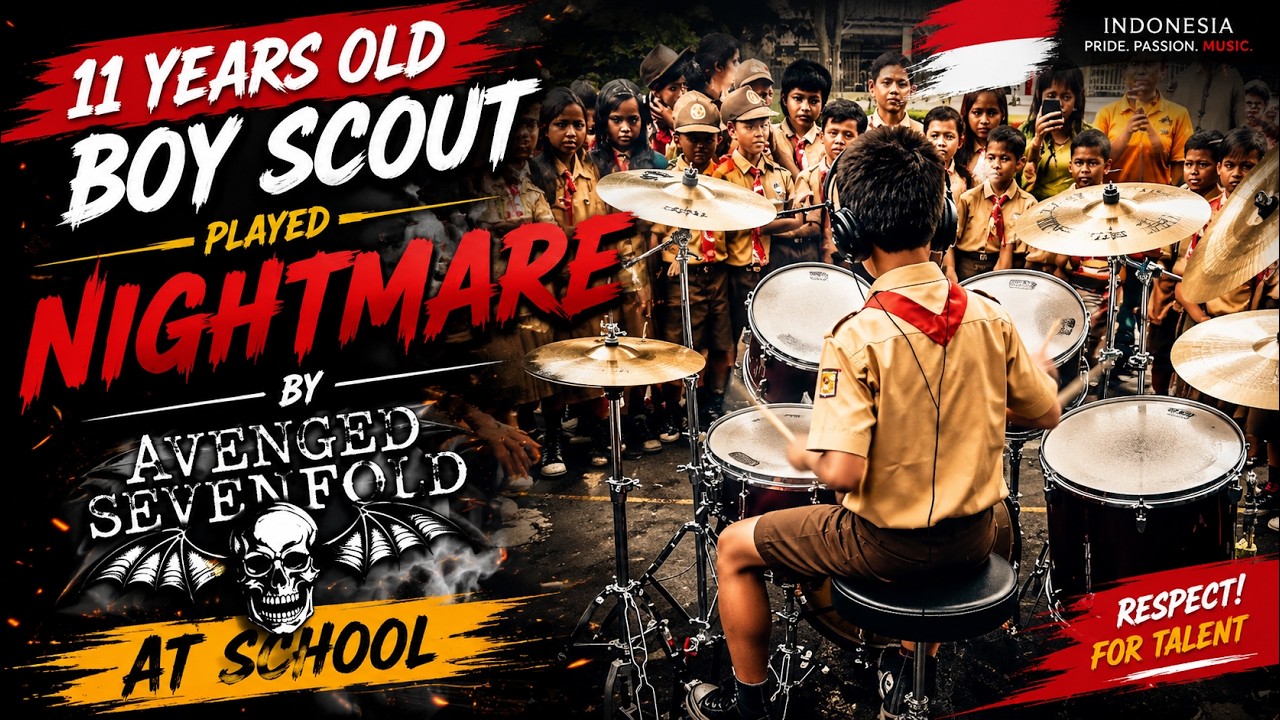 11 years old boy scout played Nightmare from Avenged Sevenfold at school